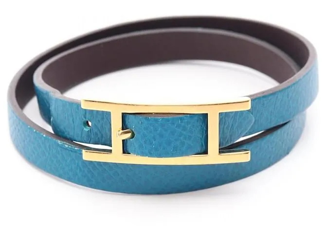 Hermès Bracciale Hermes Beapi Double Tour Vau Epsom/Vau Swift Blu