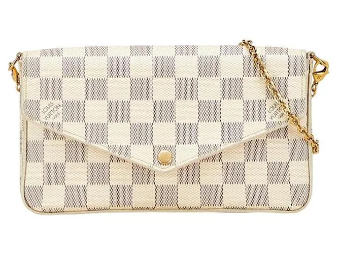 Borsa a Spalla Pochette Felicie Damier Azur Louis Vuitton Bianco