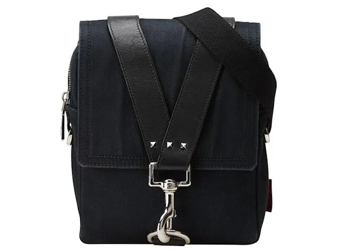 Valentino Garavani Borsa a Spalla in Tela e Pelle Rockstud di Valentino Nero