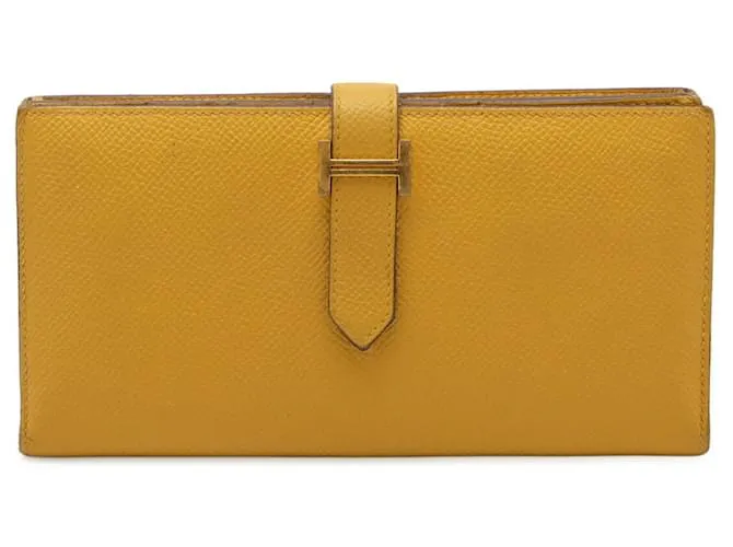 Portafoglio Lungo Epsom Soufflet BEARN di Hermès Giallo