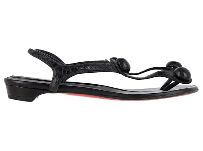 Sandali con cinturino alla caviglia in pelle nera Christian Louboutin Nero