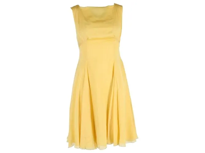 Abito midi a scollo quadrato in seta gialla Moschino Cheap and Chic Giallo
