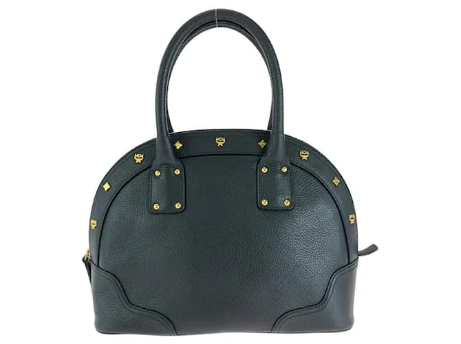 Borsa in pelle con logo MCM Nero