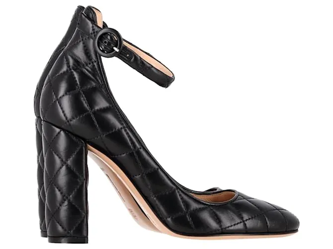 Décolleté con cinturino alla caviglia trapuntate Gianvito Rossi in pelle nera Nero