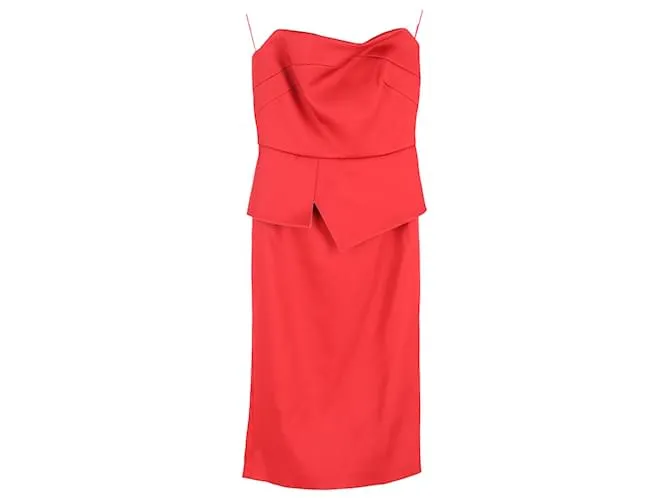 Abito midi senza spalline Roland Mouret in viscosa rossa Rosso