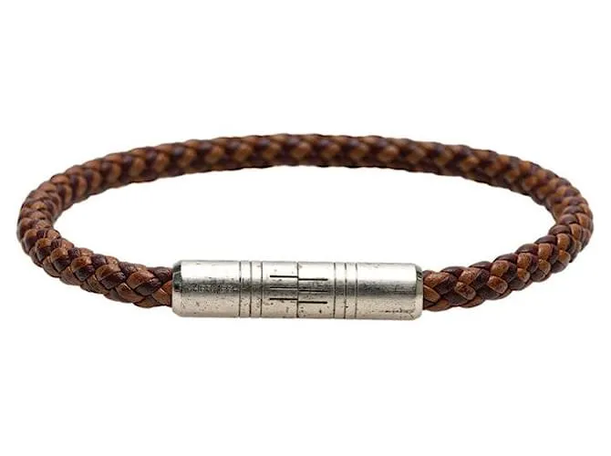 Bracciale in pelle e metallo Goliath di Hermès Marrone