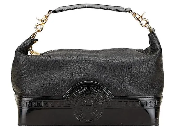Borsa in pelle Sunburst di Versace Nero