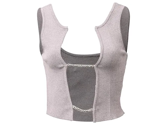 Autre Marque Top in viscosa grigia con lattice decorato di Christopher Esber Grigio