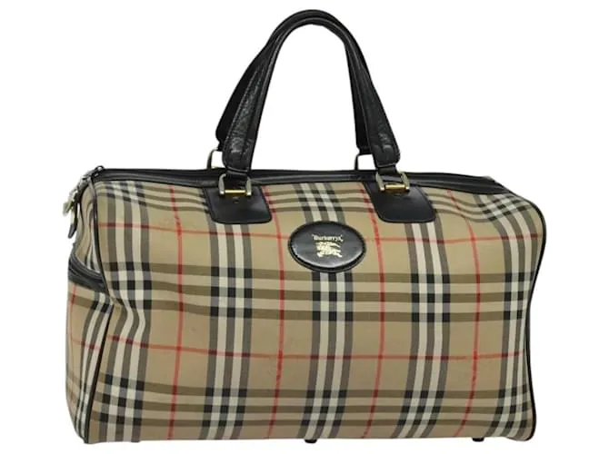 Autre Marque Borsa Boston in tela beige con motivo Nova Check di Burberrys, oro, Auth 132261 D'oro