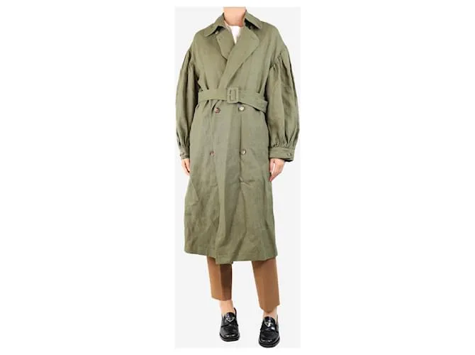 Autre Marque Trench coat in lino pesante verde - taglia S
