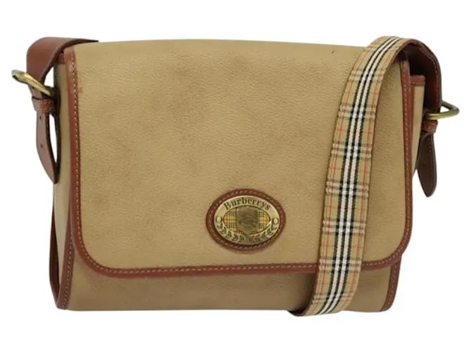 Autre Marque Borsa a Spalla Burberrys in Tela PVC Beige Oro Auth bs28159 D'oro
