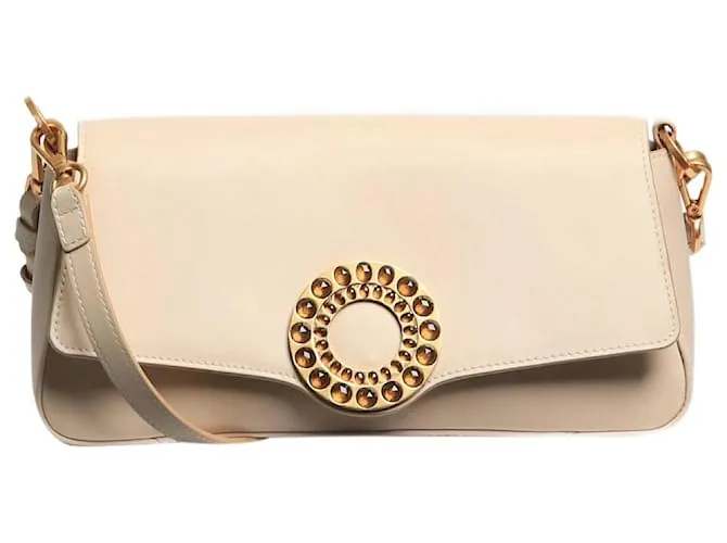 Autre Marque Borsa a spalla in pelle allungata neutra