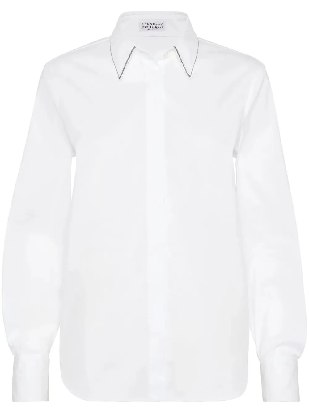 Camicia In Popeline Di Cotone Stretch Con Shiny Collar