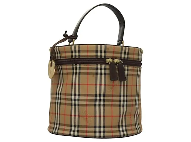 Autre Marque Borsa a mano Vanity Burberrys Nova Check in tela beige e oro Auth 134102 D'oro