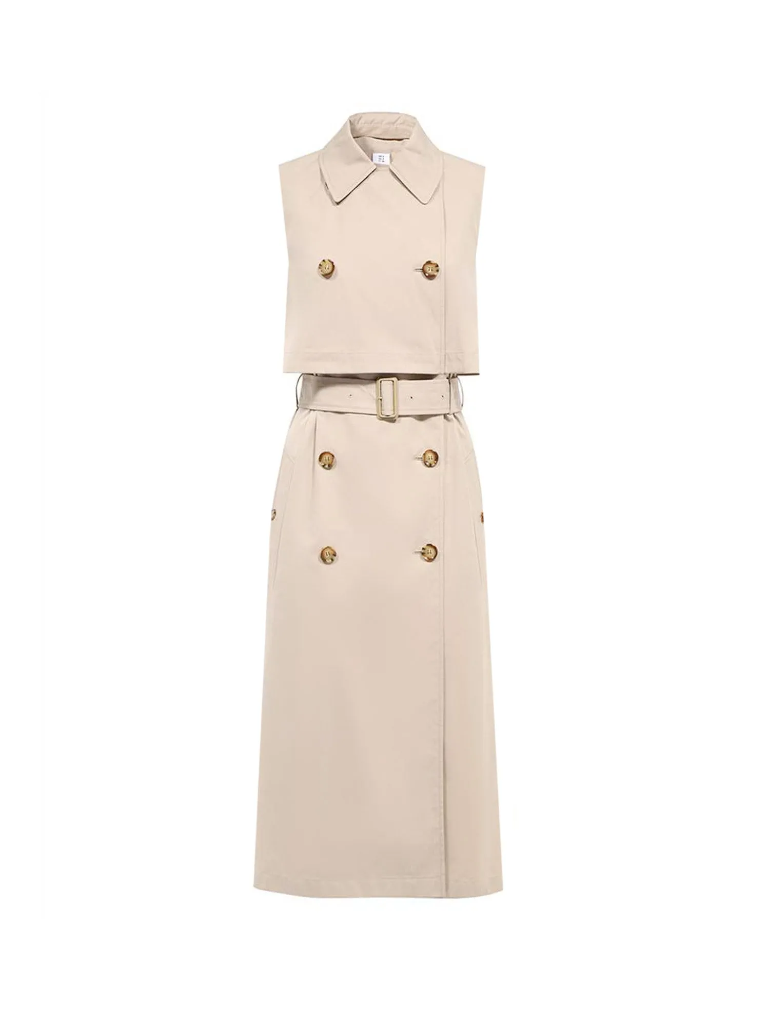 Cotton Blend Sleeveless Trench