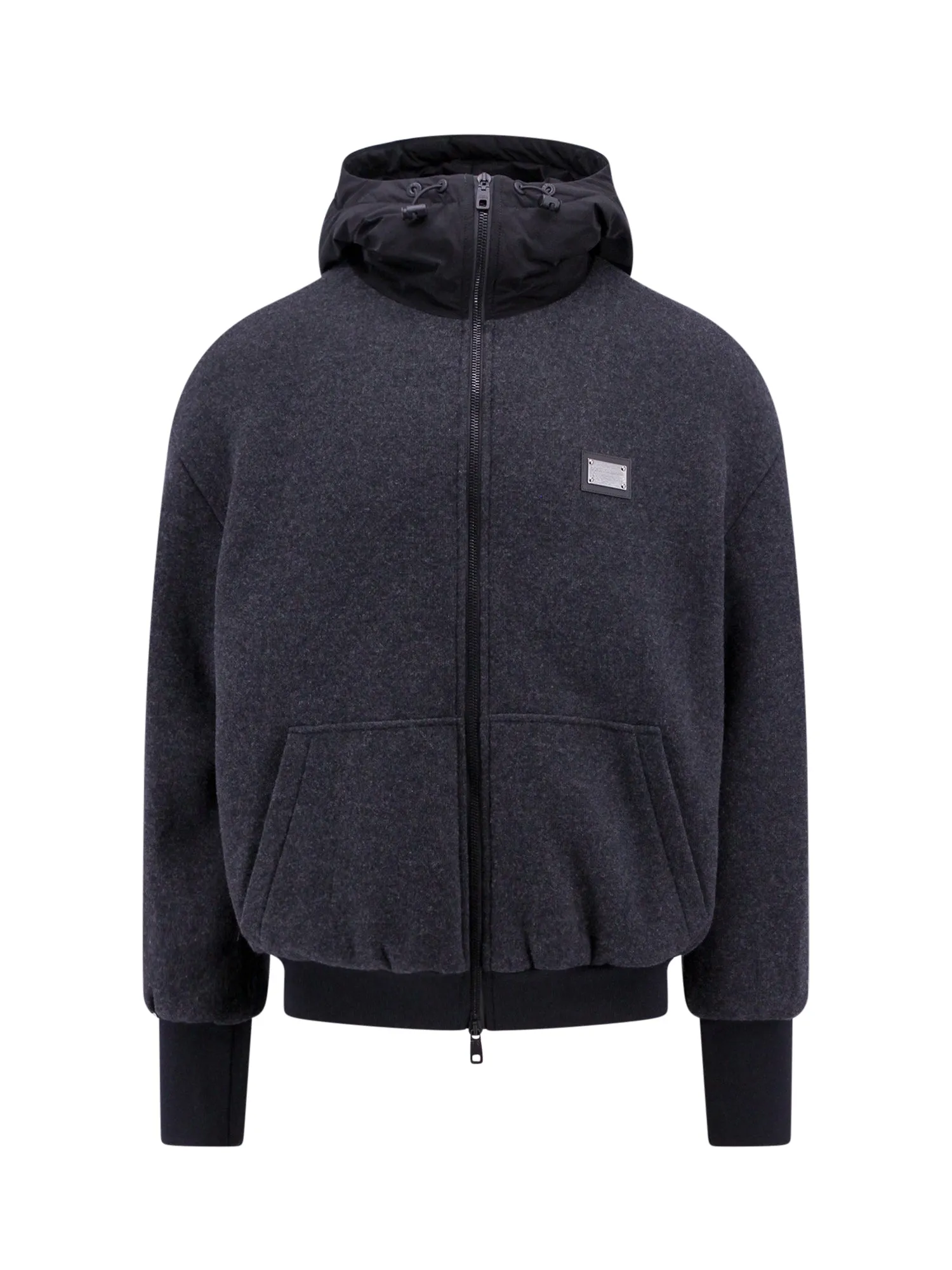 Wool Blend Jacket With Nylon Hood