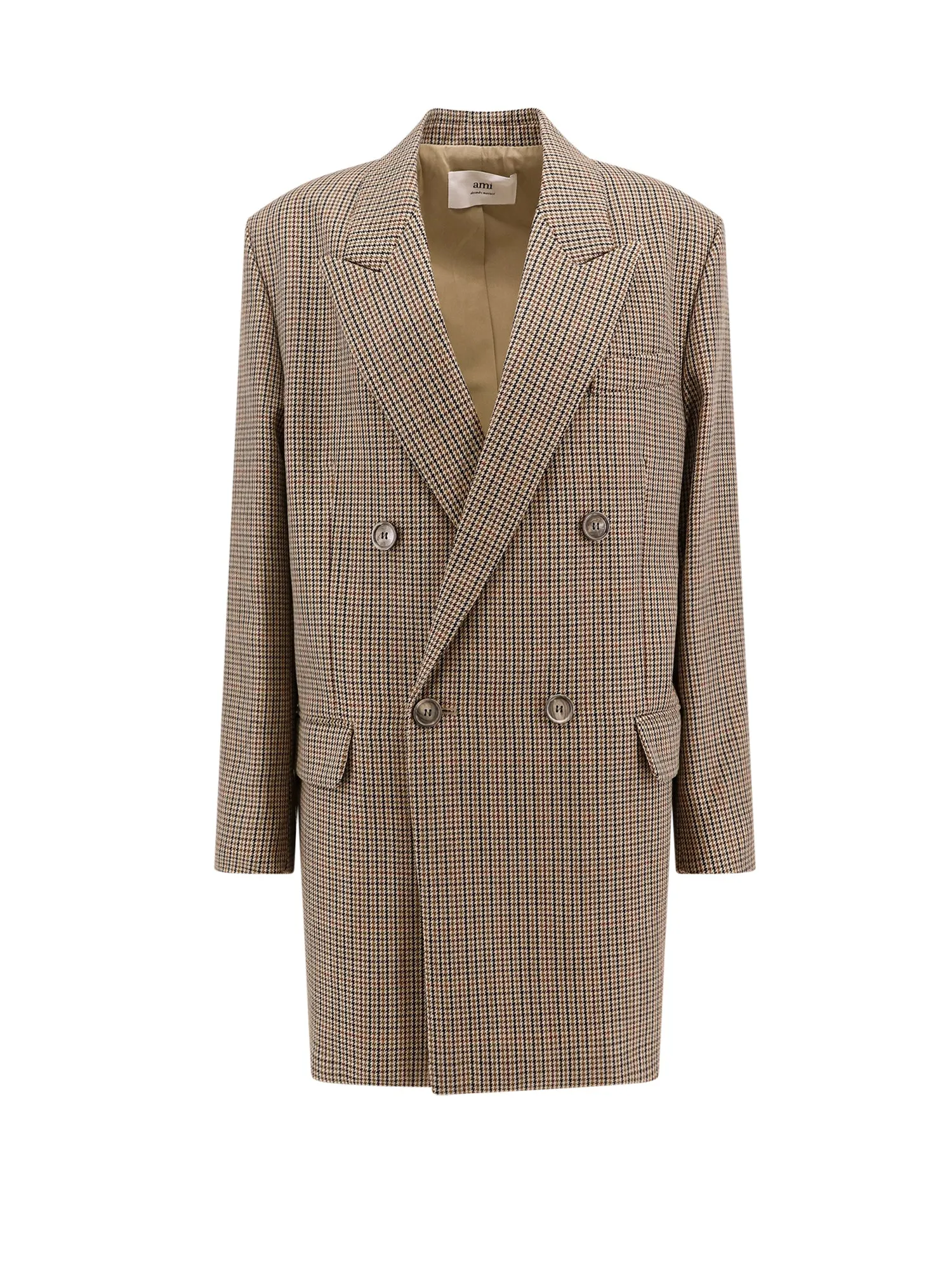 Virgin Wool Blazer With Pied De Poule Motif