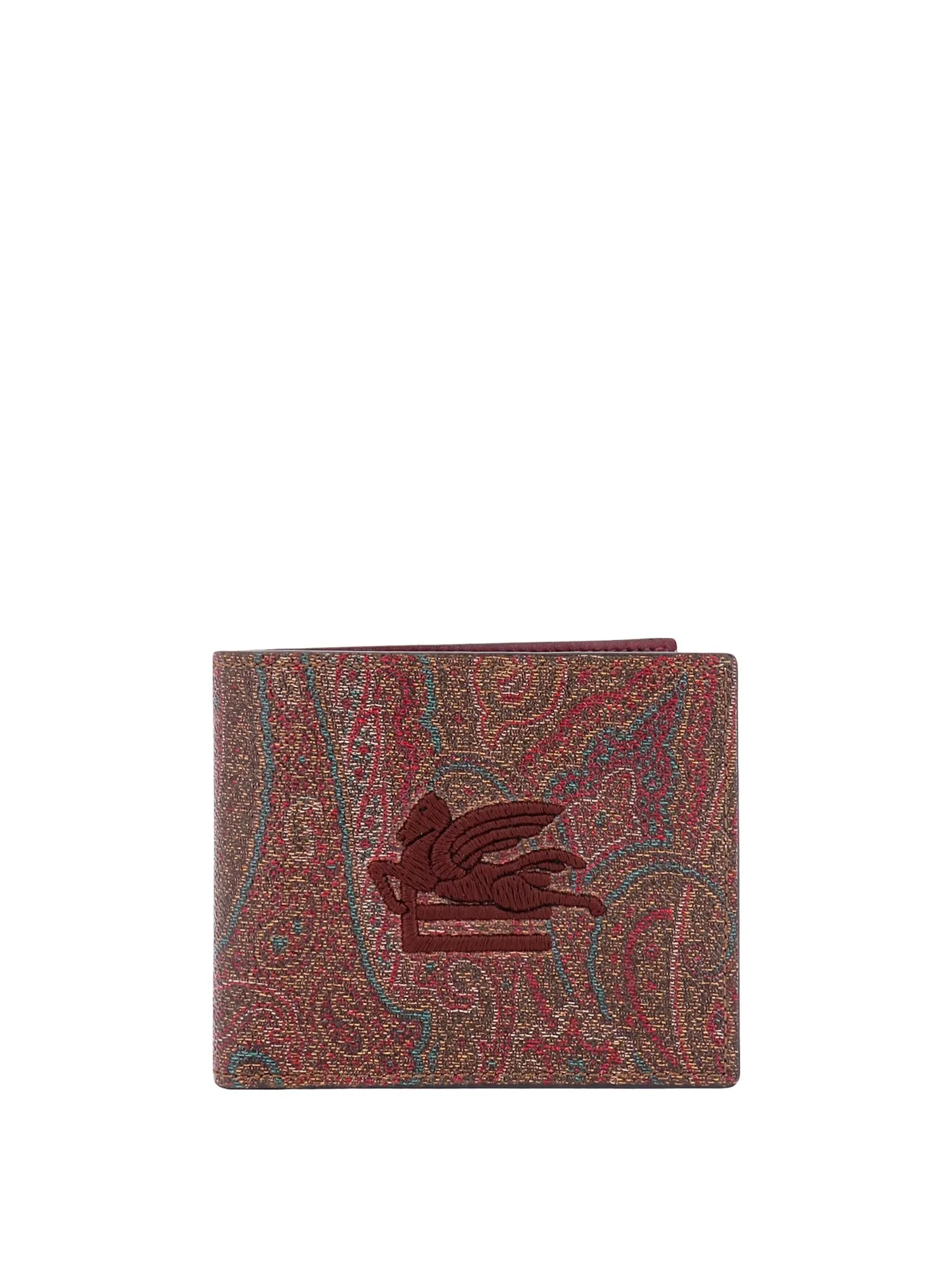 Coated Canvas Wallet With Paisley Motif