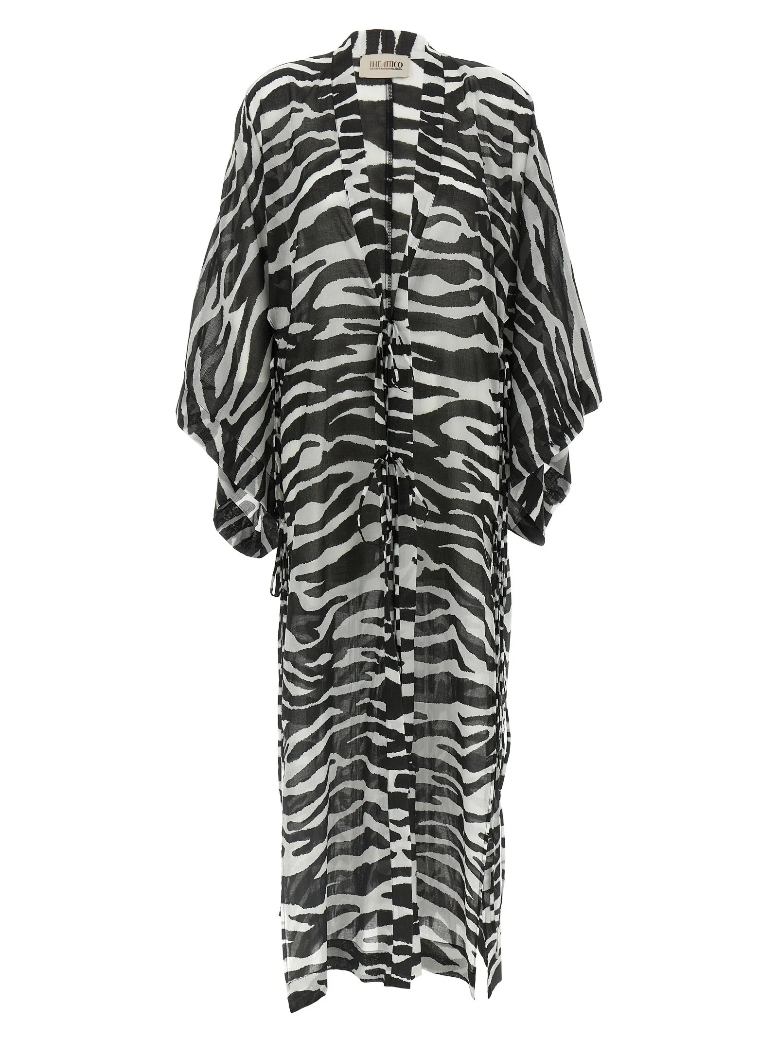 Animalier Caftan Beachwear Bianco/Nero