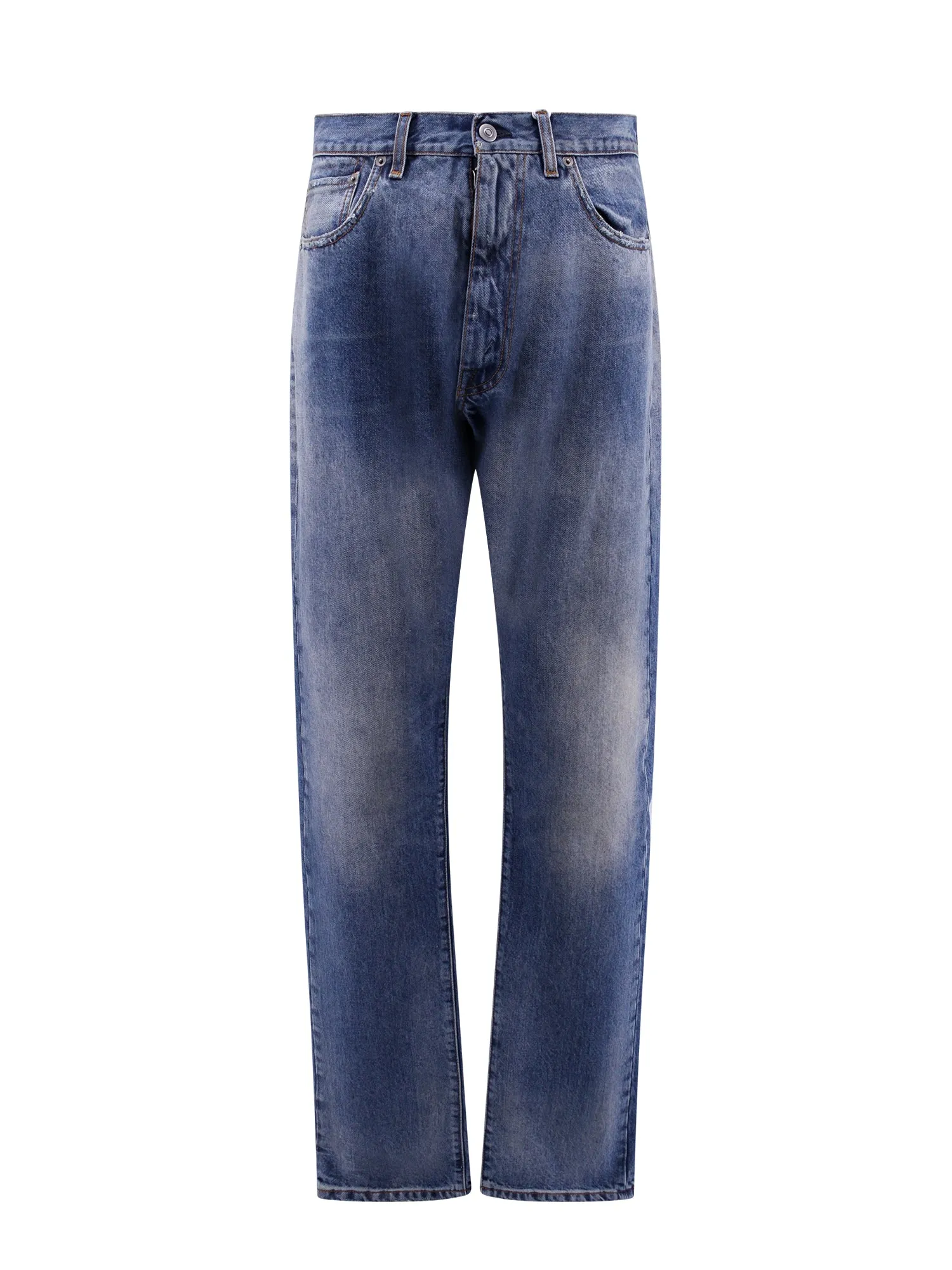 Stone Washed Straight Leg Jeans