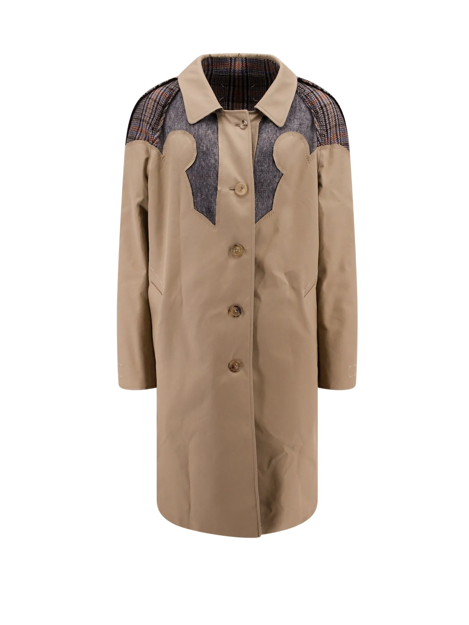 Nylon And Cotton Coat With Wool Madras Lining