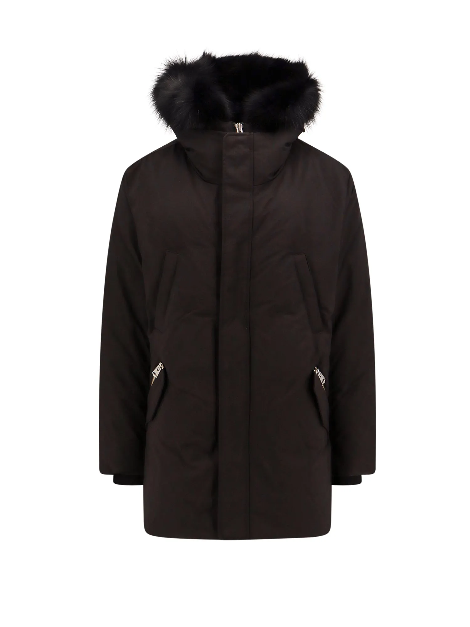 Padded Nylon Jacket With Logo Patch