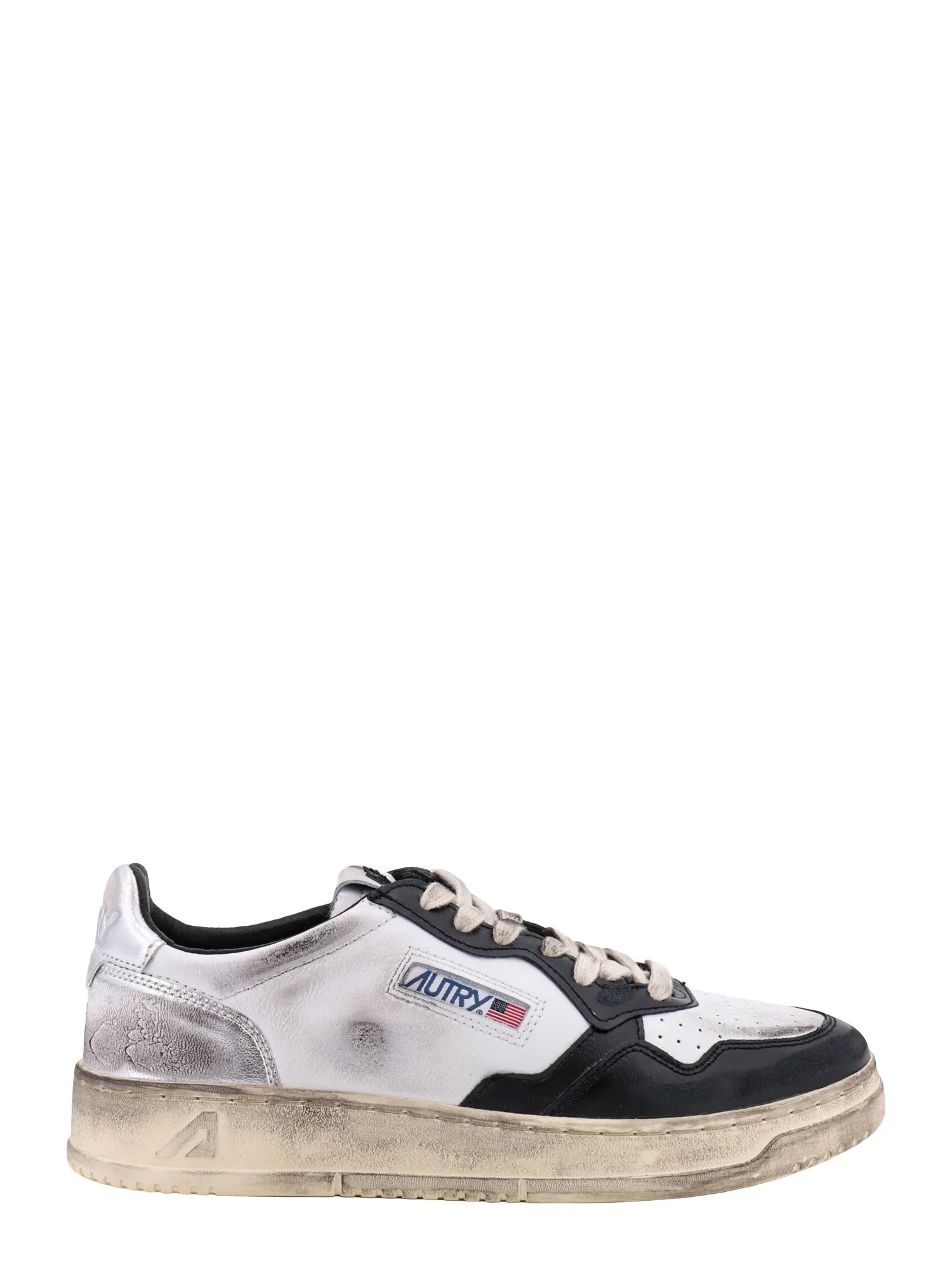 Leather Sneakers With Laminated Detail