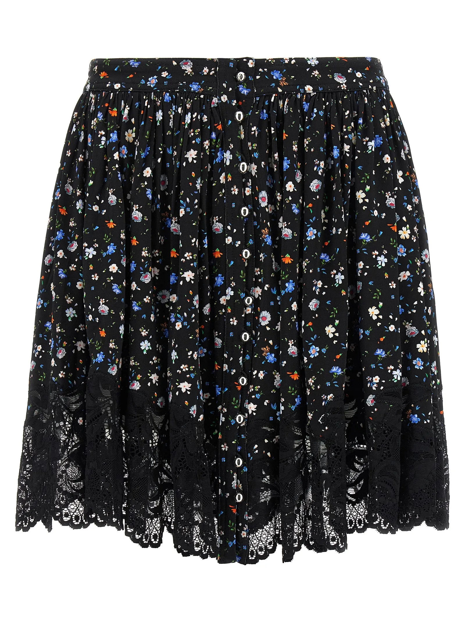 Floral Lace Skirt Gonne Nero