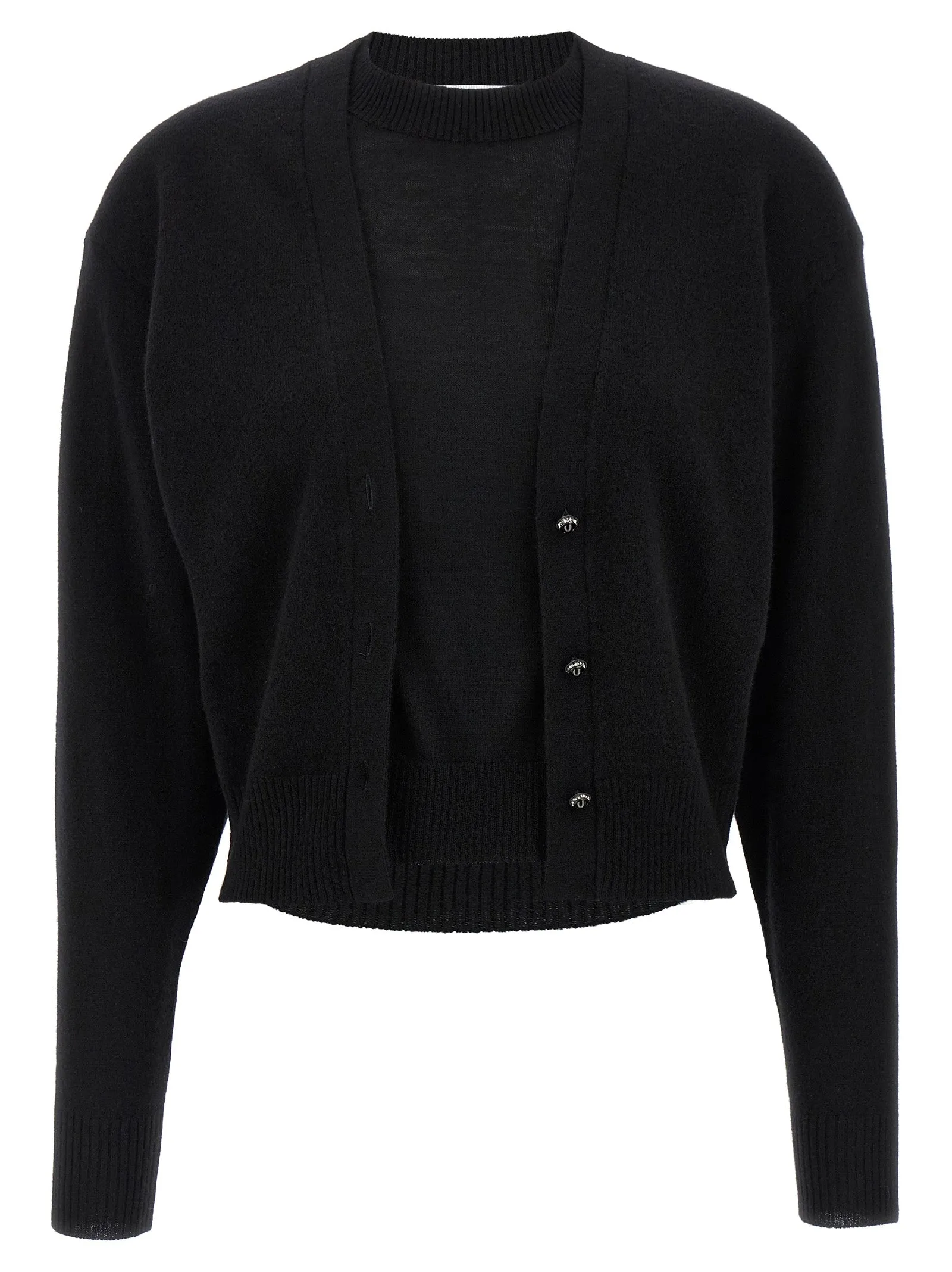 Trompe L'Oeil Cardigan Sweater Maglioni Nero