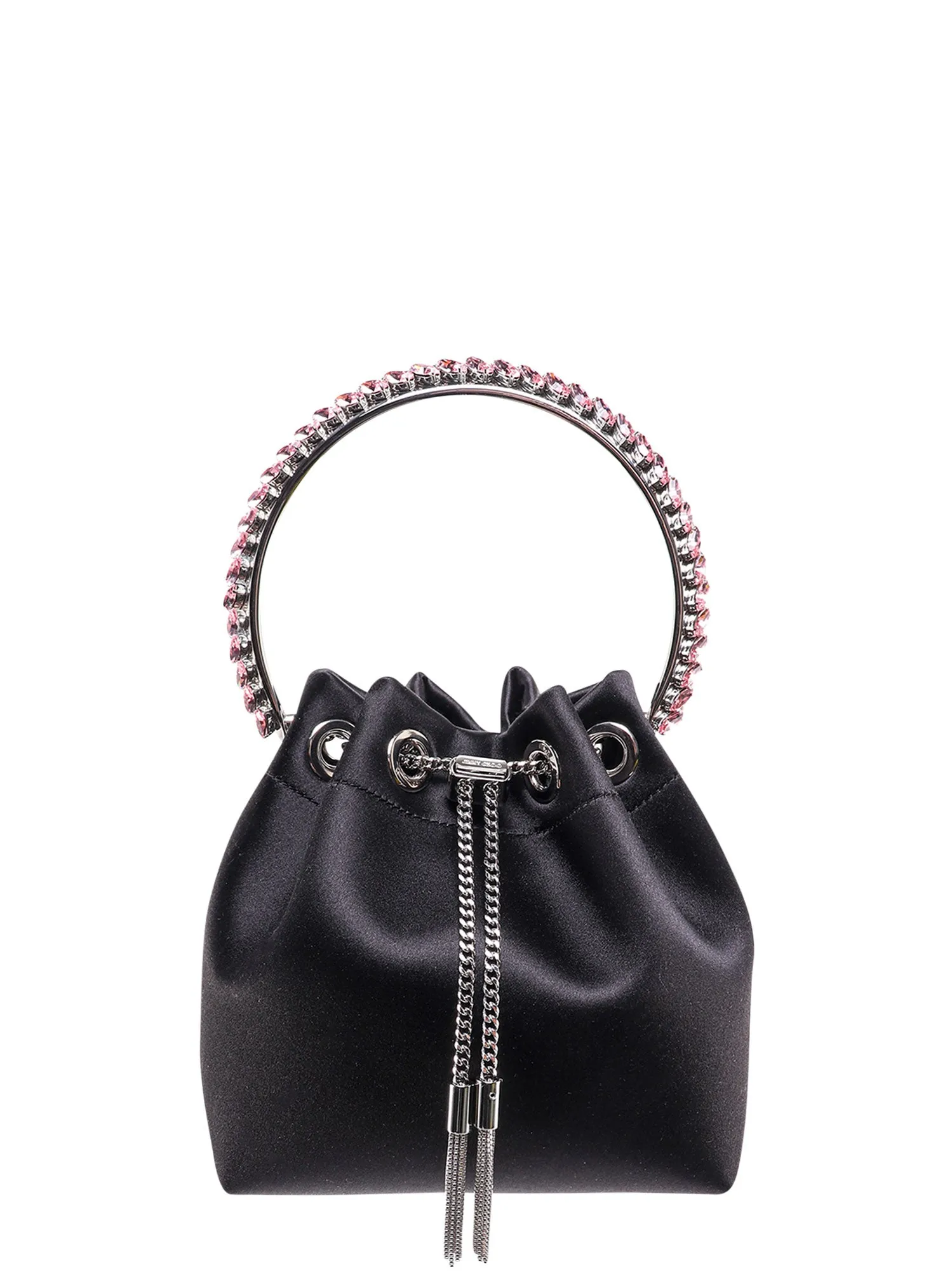 Satin Bucket Bag With Crystals Detail
