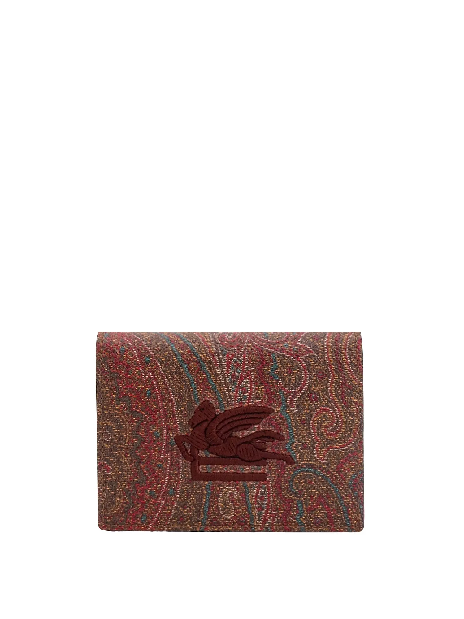 Paisley Fabric Wallet With Embroidered Pegaso Logo
