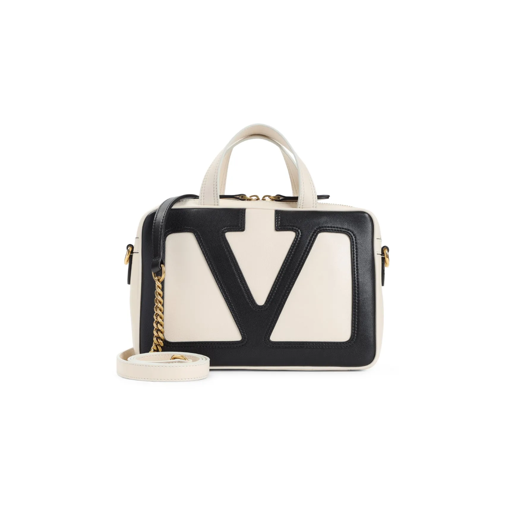 White And Black Viva Superstar Nappa Leather Shoulder Bag