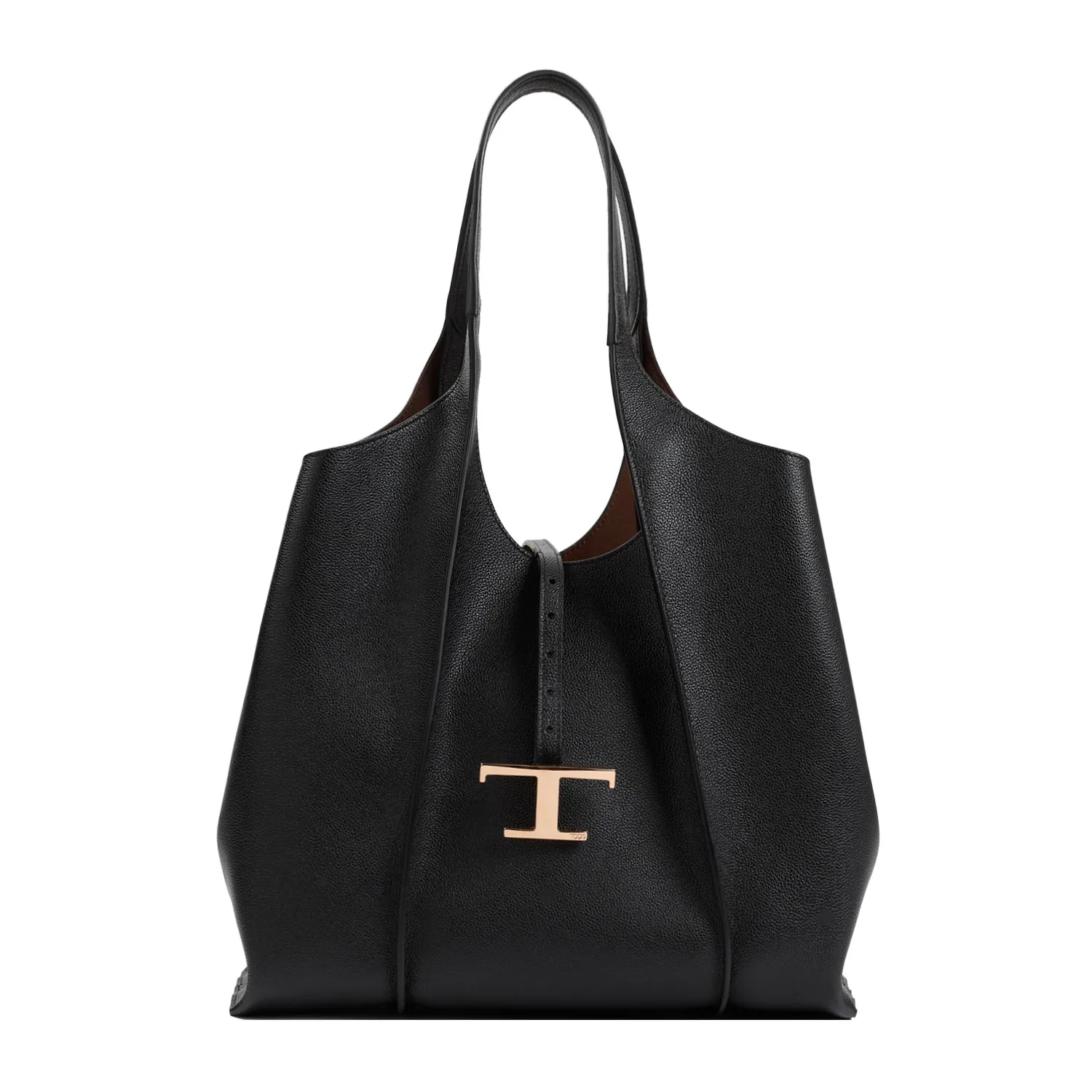 Black Grained Leather T Timeless Bag