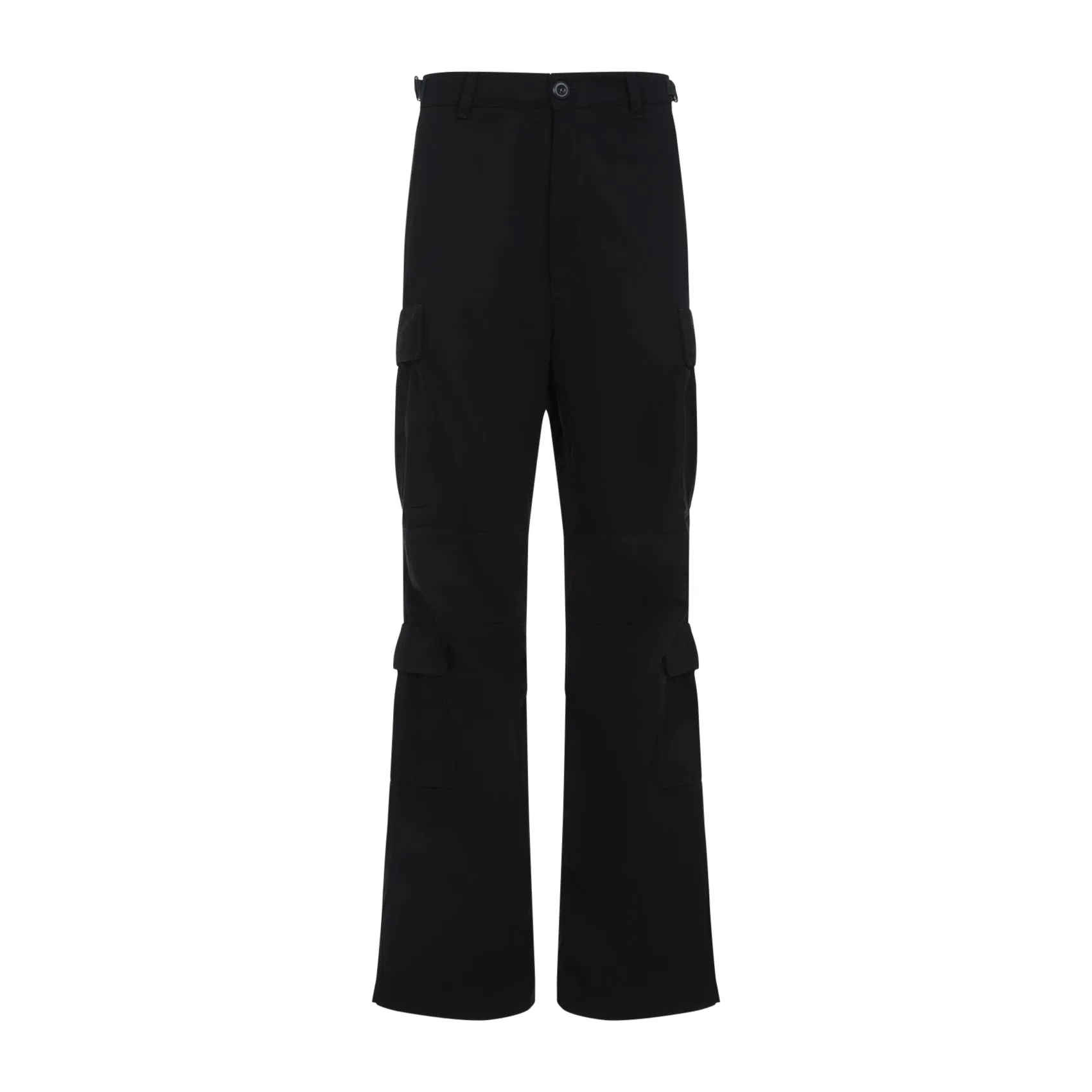 Black Regular Cargo Polyester Pants