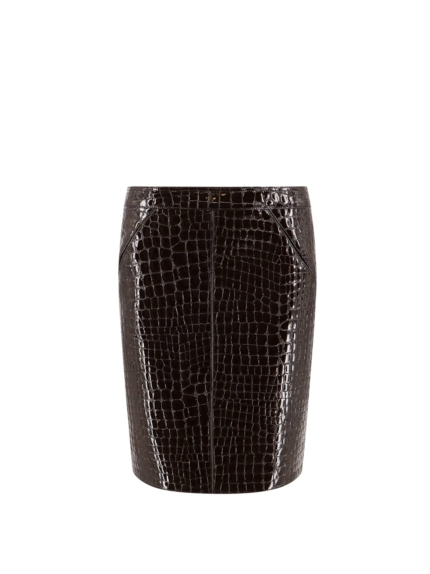 Glossy Croco Goat Leather Skirt