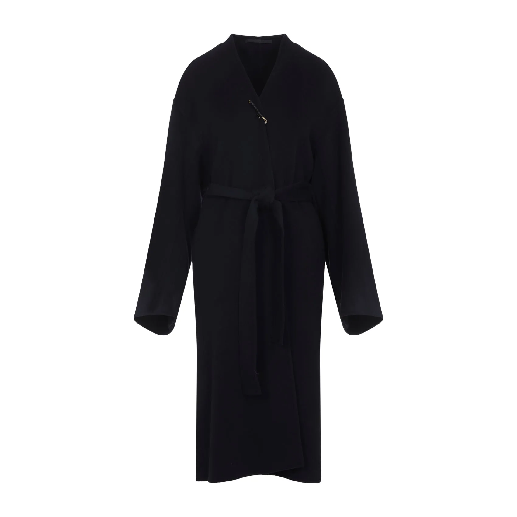 Midnight Blue Wool Wrap Coat