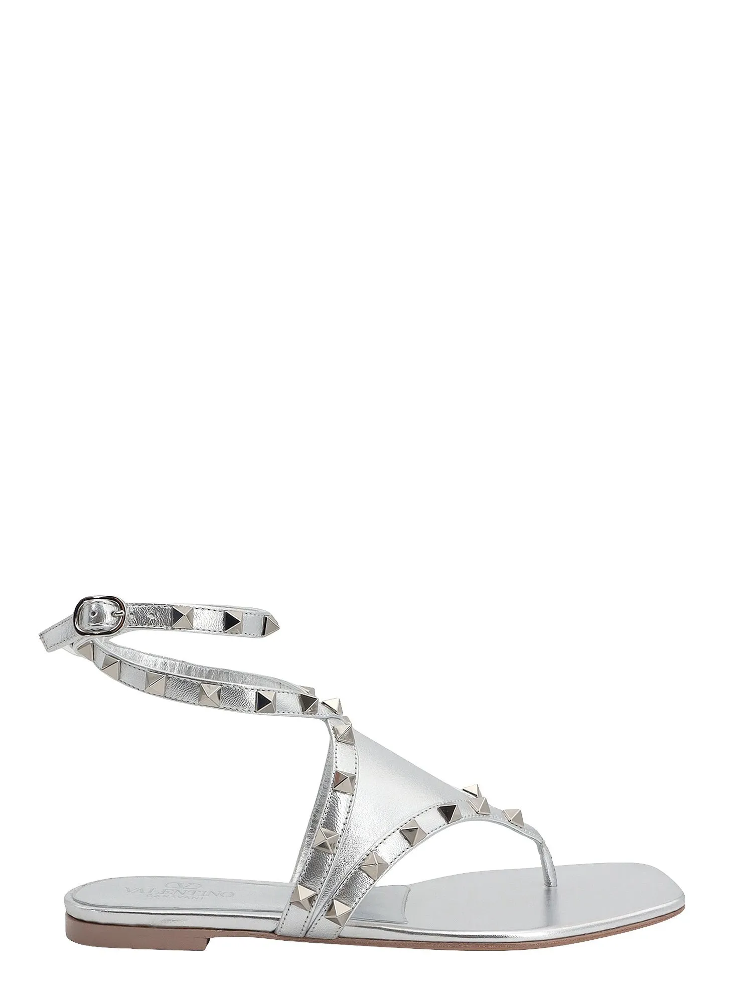 Rockstud Laminated Leather Sandals