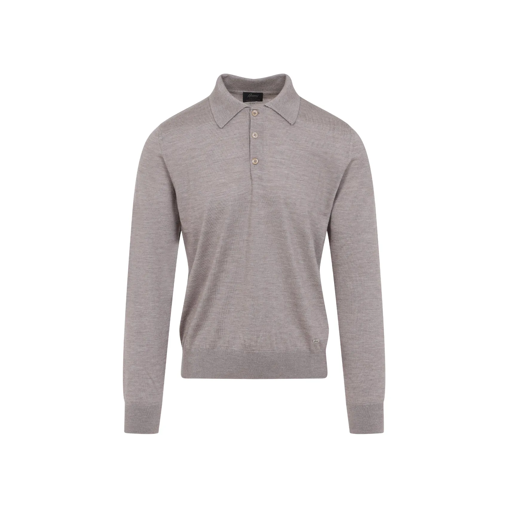 Beige Cashmere Long Sleeves Polo