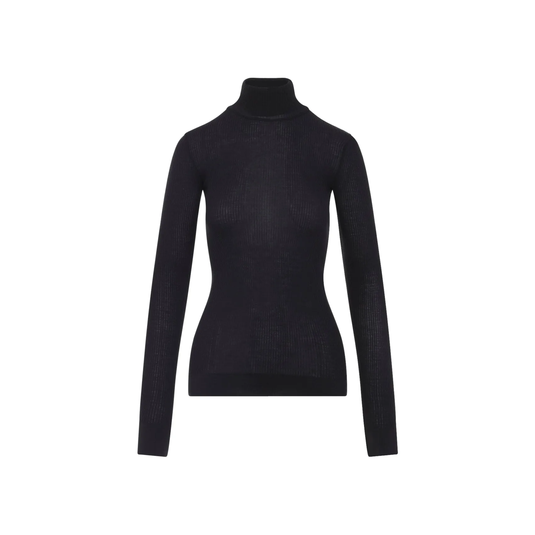 Black Seamless Wool Top