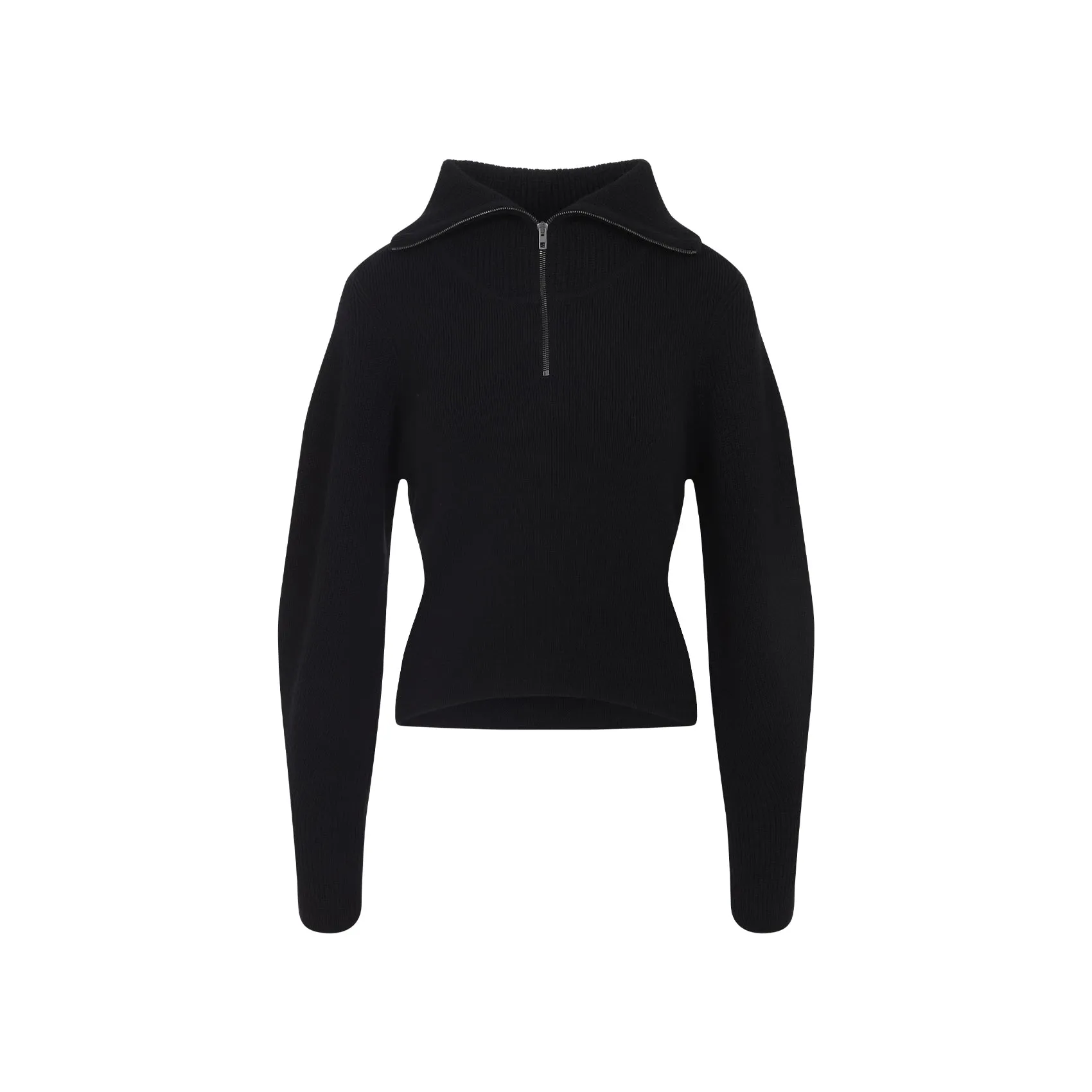 Black Zipped Wool Sweater