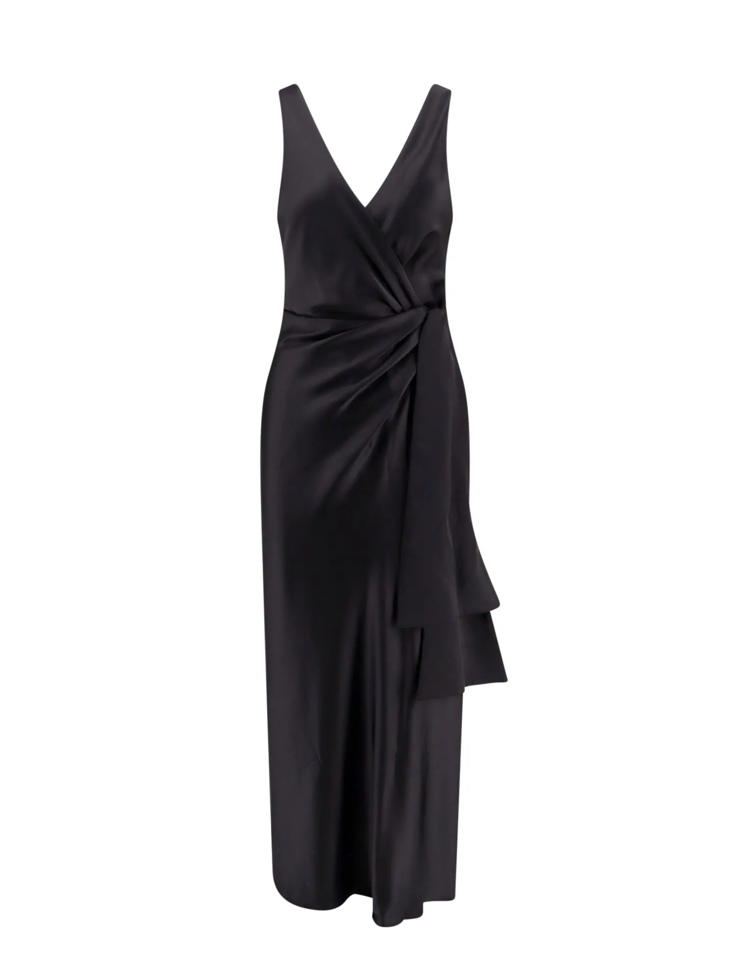 Satin Dress With Lateral Bow Detail