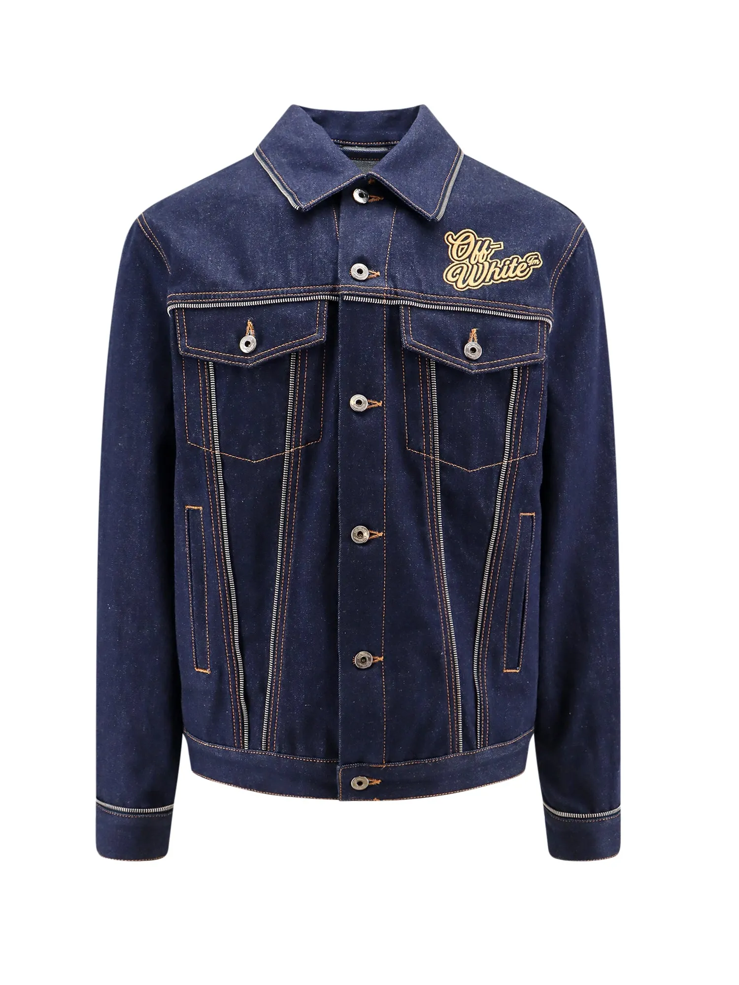 Denim Jacket With '90s Logo And Skate Zip