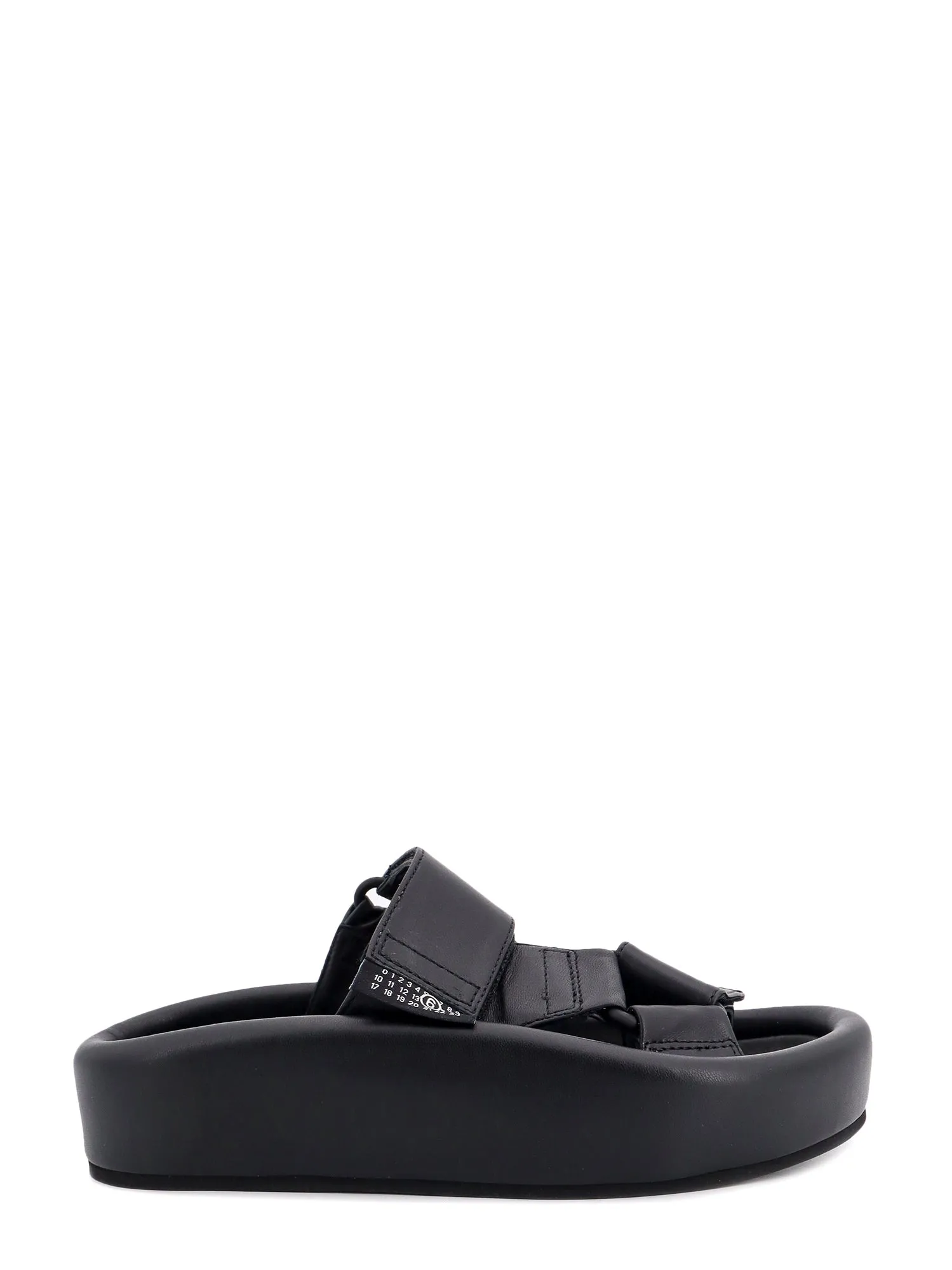 Slip-On Leather Sandals With Maxi Plateau