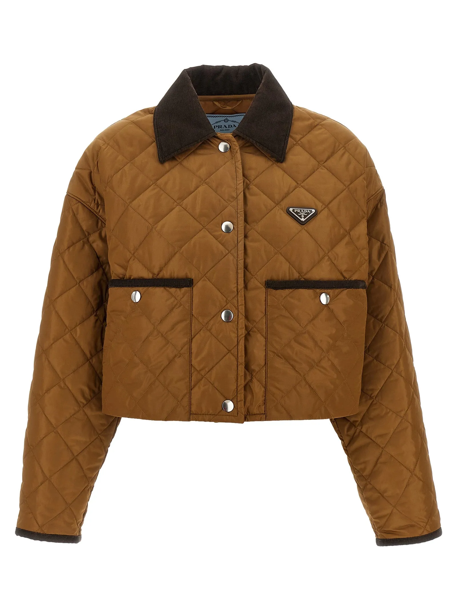 Quilted Crop Jacket Puffer Jackets Marrone