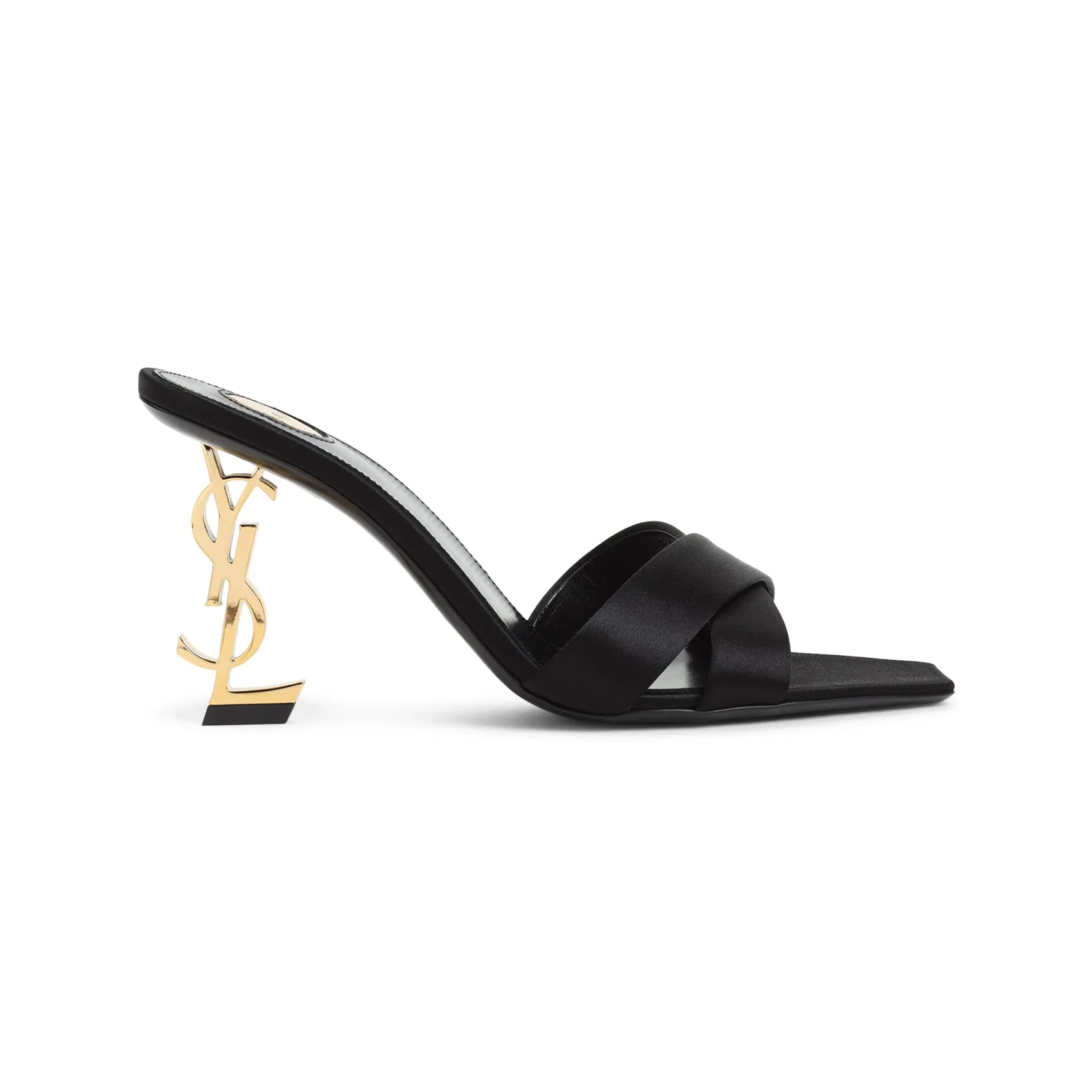 Black Satin Opyum 85 Mules