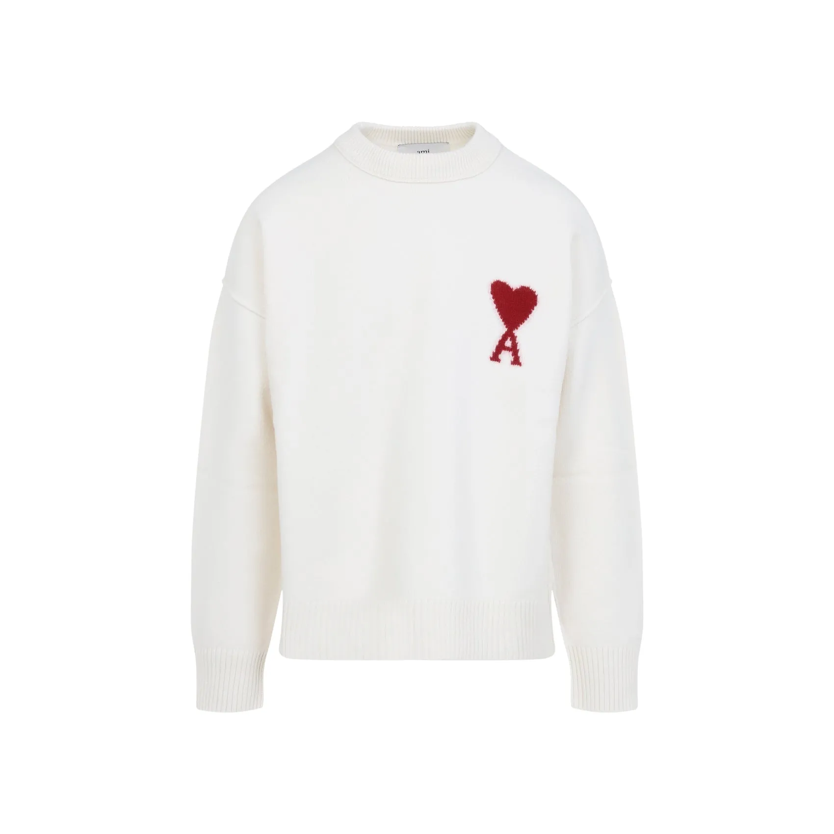 Off White And Red Adc Crewneck Wool Sweater