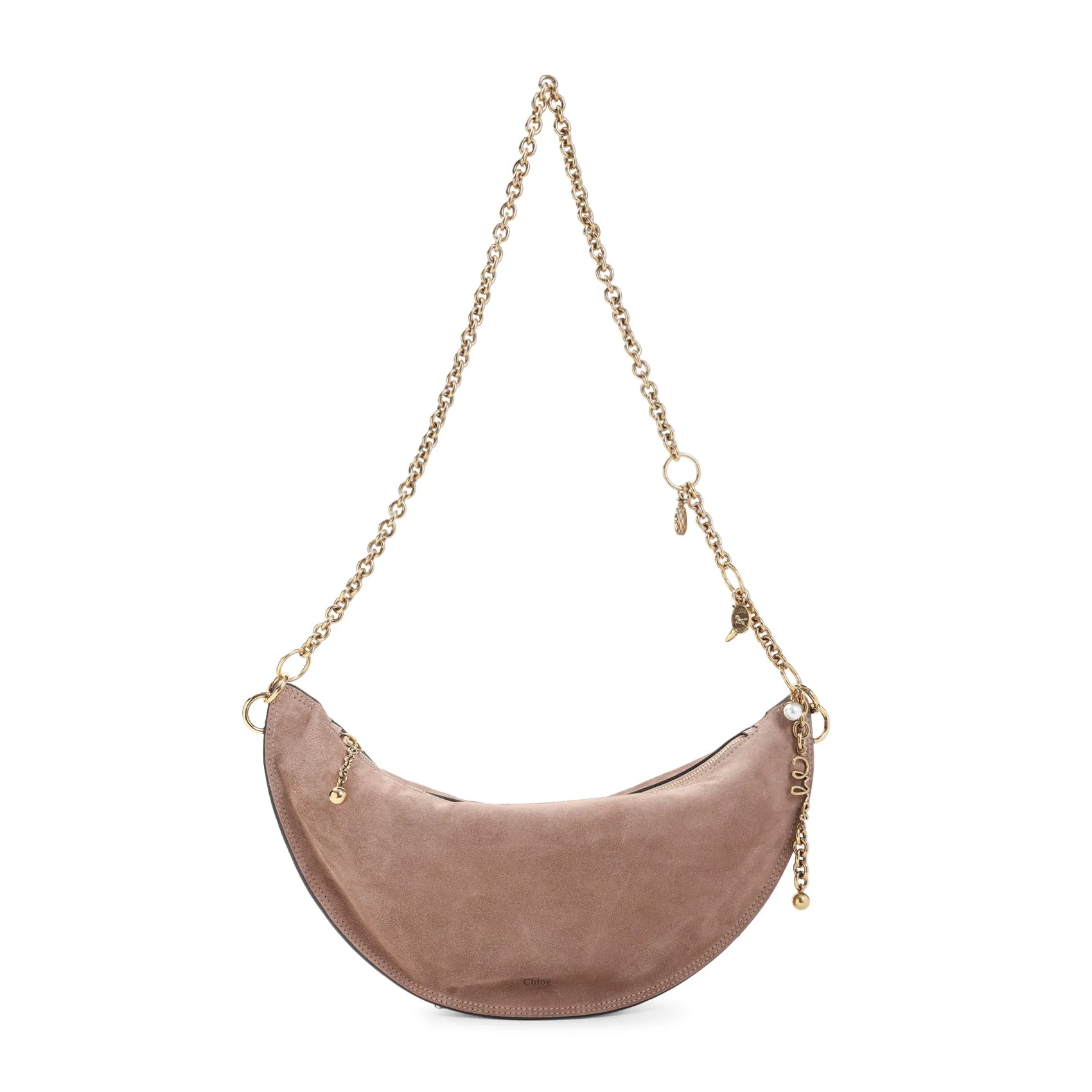 Woodrose Pink Suede Calf Leather Icons Shoulder Bag