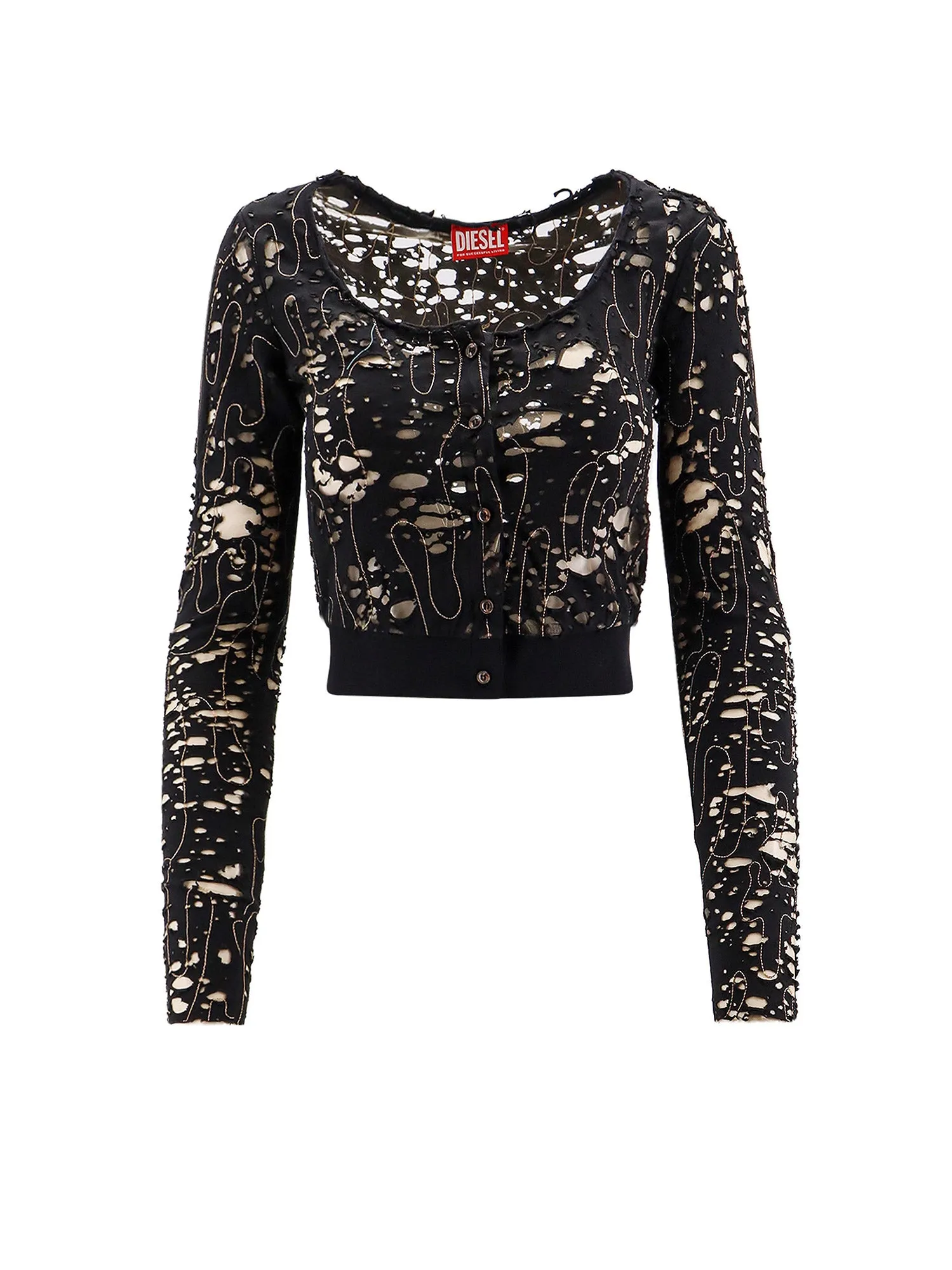 Cotton And Nylon Top With Nylon Effect