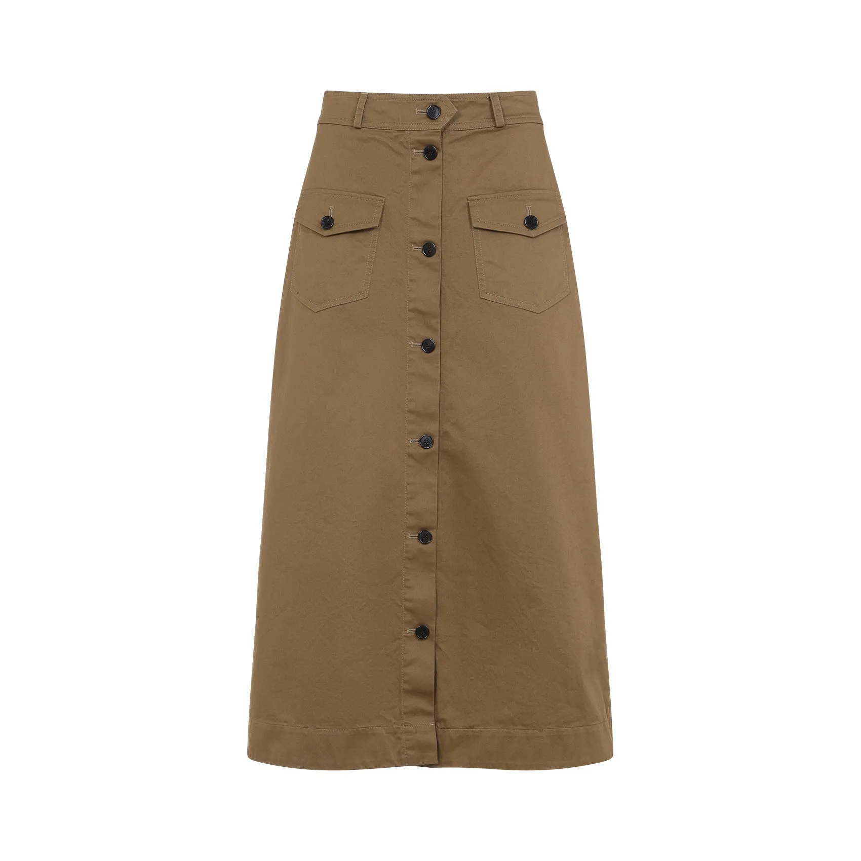Brown Cotton Long Skirt