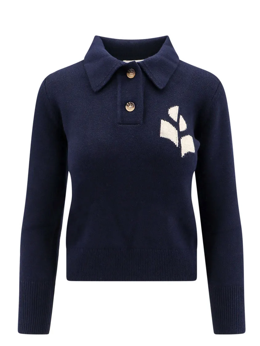 Organic Cotton Sweater And Wool With Embroidered Logo